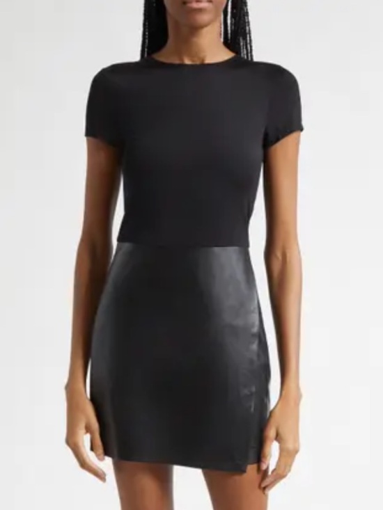 Theory Dresses & Skirts - Theory Solara Black Leather/Knit Dress